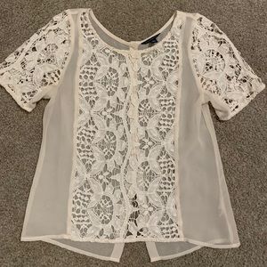 White lace sheer back tee